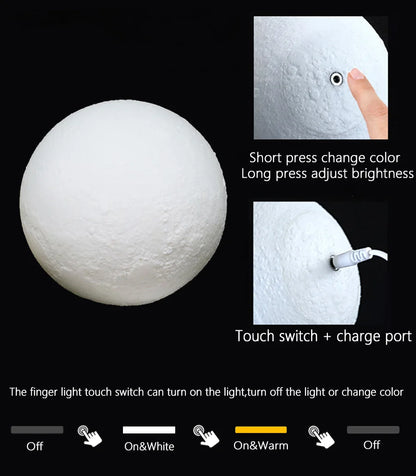 LED Moon Lamp - Rechargeable 16 Colour Chaning Night Light