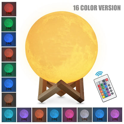 LED Moon Lamp - Rechargeable 16 Colour Chaning Night Light