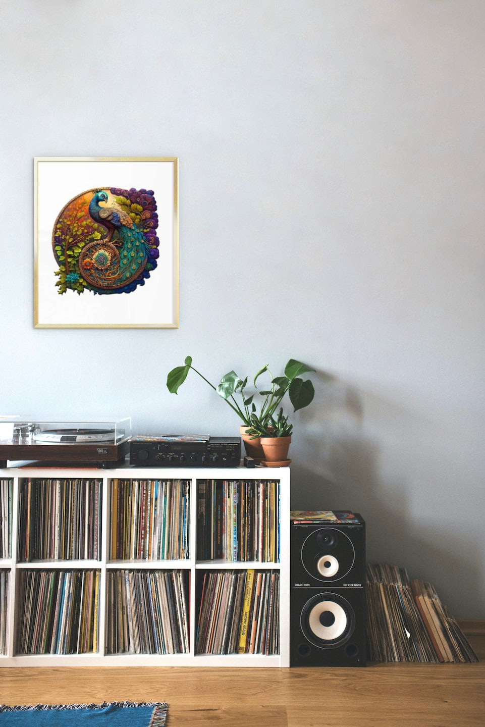 Unique & Artistic Round Wooden Peacock Jigsaw Puzzle for Adults or Children - Turn into Wall Art