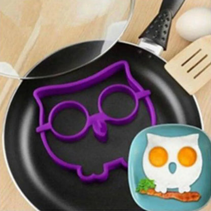 Fun Novelty Silicone Egg Rings & Pancake Shaper Moulds - Owl, Skull, Glasses Face, Smiling Egg Face, Sun on Cloud, Rabbit