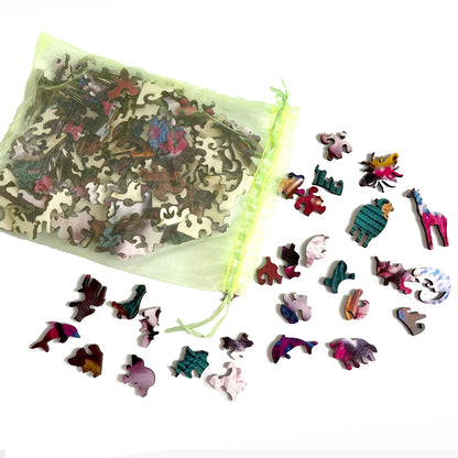 Beautiful & Artistic Round Wooden Rainbow Parrot Jigsaw Puzzle for Adults or Children
