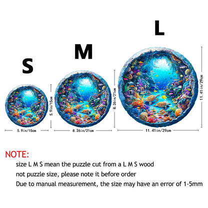 Artistic Round Wooden Ocean Jigsaw Puzzle for Adults or Children - Turn into Wall Art