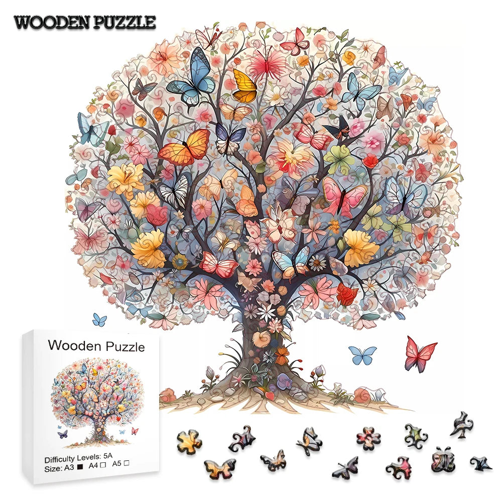 Artistic Wooden Butterfly Tree Puzzle for Adults or Children - Turn into Wall Art