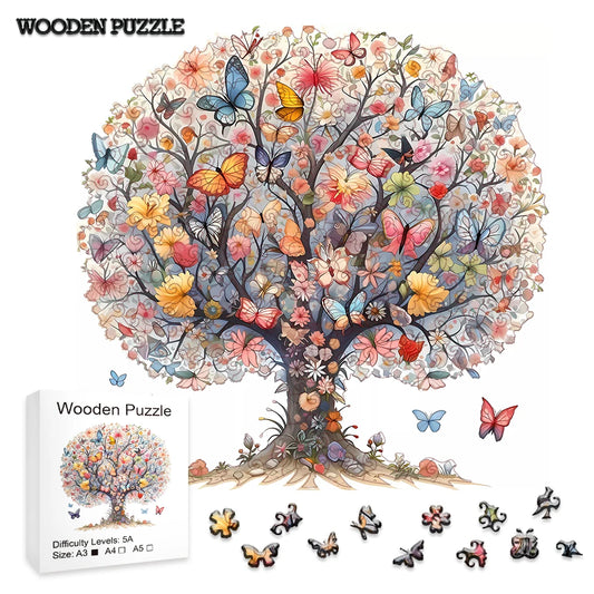 Artistic Wooden Butterfly Tree Puzzle for Adults or Children - Turn into Wall Art