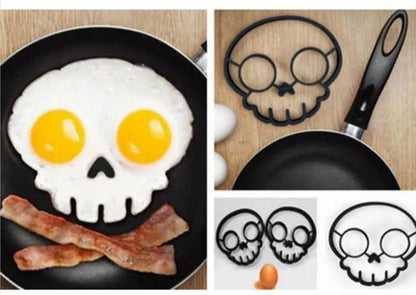 Fun Novelty Silicone Egg Rings & Pancake Shaper Moulds - Owl, Skull, Glasses Face, Smiling Egg Face, Sun on Cloud, Rabbit
