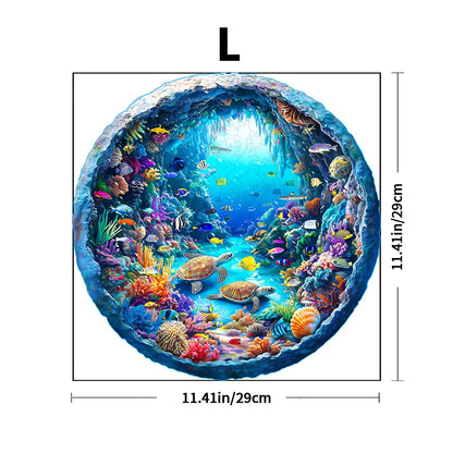 Artistic Round Wooden Ocean Jigsaw Puzzle for Adults or Children - Turn into Wall Art