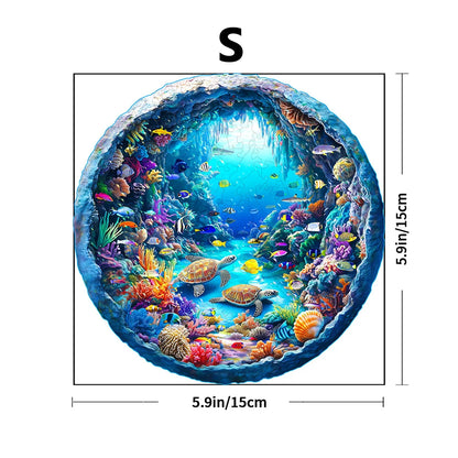 Artistic Round Wooden Ocean Jigsaw Puzzle for Adults or Children - Turn into Wall Art