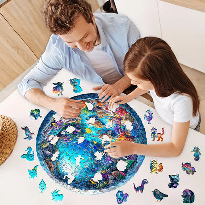 Artistic Round Wooden Ocean Jigsaw Puzzle for Adults or Children - Turn into Wall Art