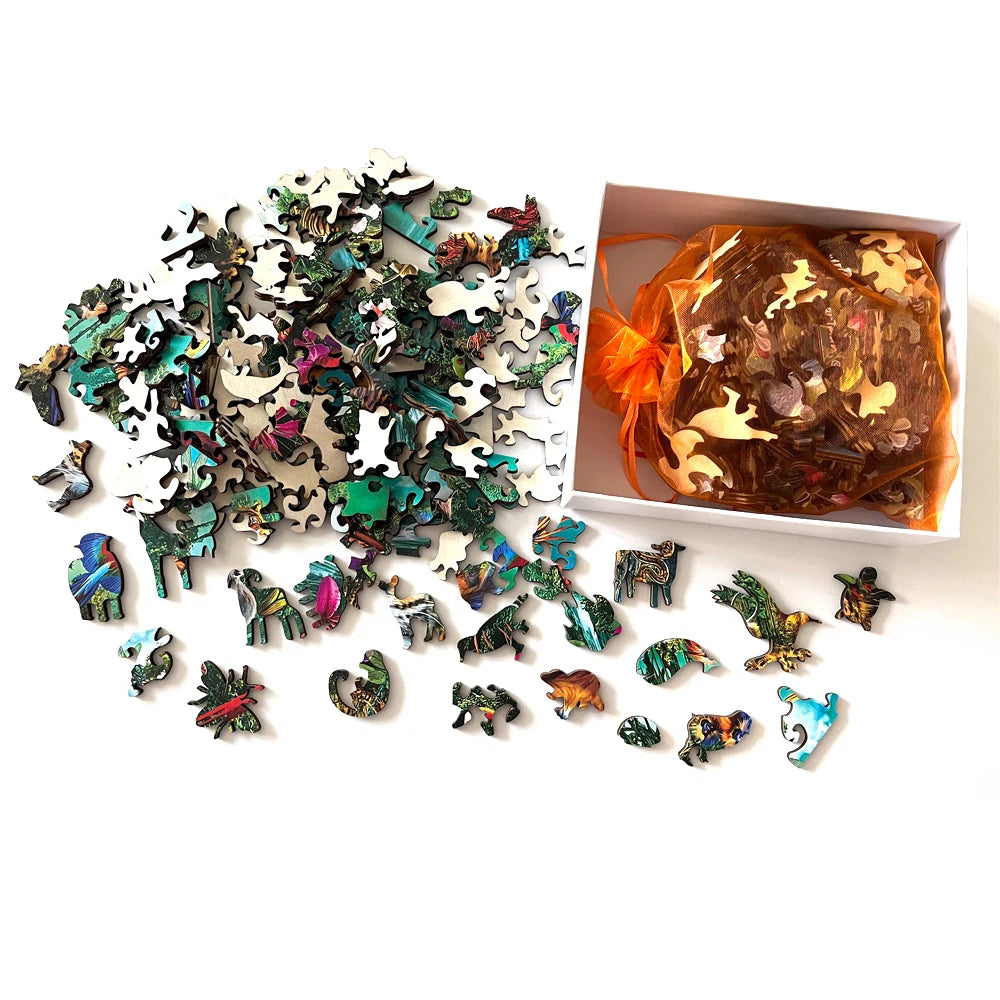 Unique & Artistic Round Wooden Peacock Jigsaw Puzzle for Adults or Children - Turn into Wall Art
