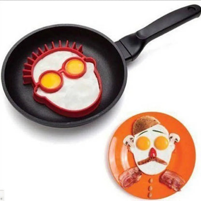Fun Novelty Silicone Egg Rings & Pancake Shaper Moulds - Owl, Skull, Glasses Face, Smiling Egg Face, Sun on Cloud, Rabbit