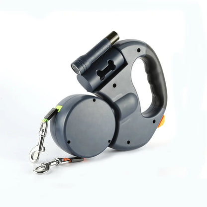 No-Tangle Dual Dogs Retractable Leash with Doodie Bag Holder & Torch