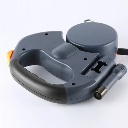 No-Tangle Dual Dogs Retractable Leash with Doodie Bag Holder & Torch