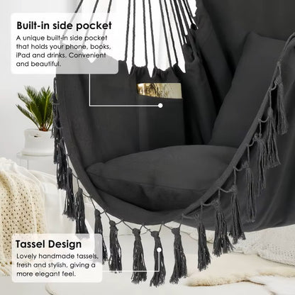 Stylish Tassled Hanging Outdoor/Indoor Swing Chair